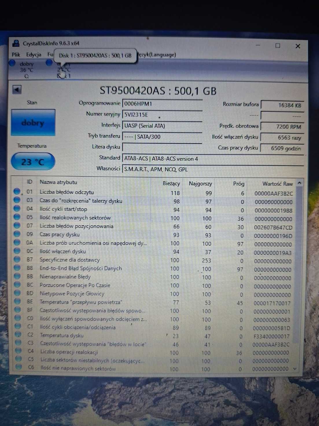 dysk twardy 500gb 2,5 sprawny #g4