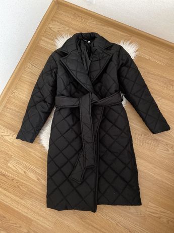 Чорна куртка-пальто / зима, синтепон 200, нова чорна куртка