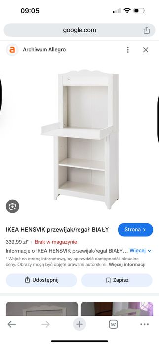 Przewijak/regał Ikea Hensvik