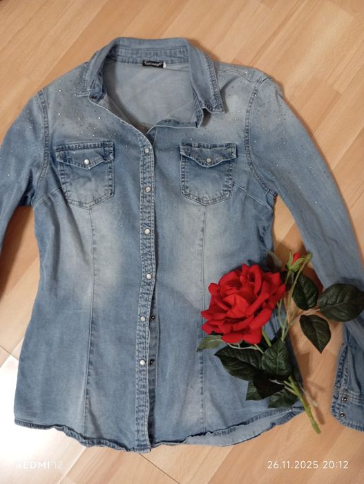 Bluzka koszulowa dżinsowa z lycrą