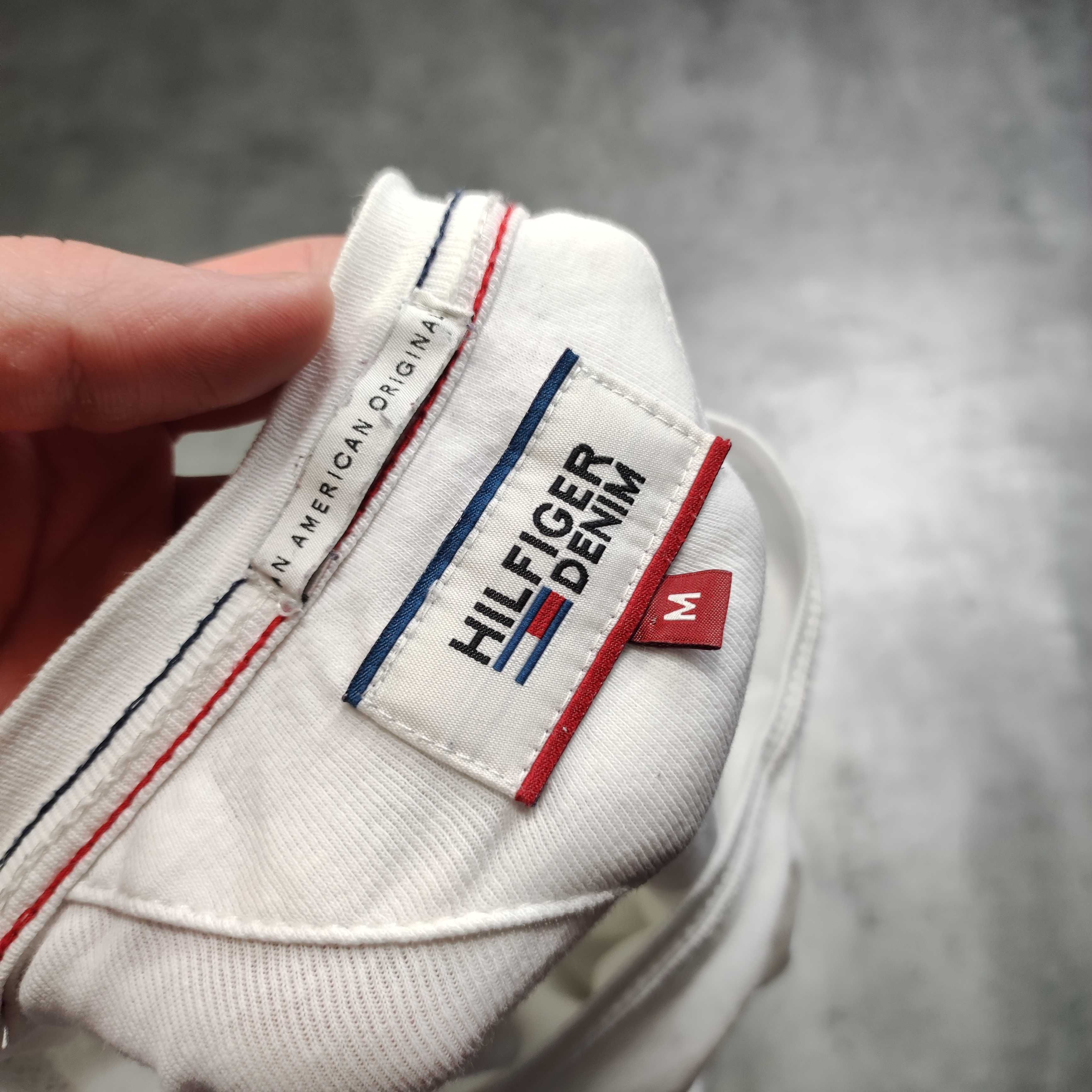 MĘSKA Koszulka PREMIUM Długi Rękaw Bluzka Biała Tommy Hilfiger Denim