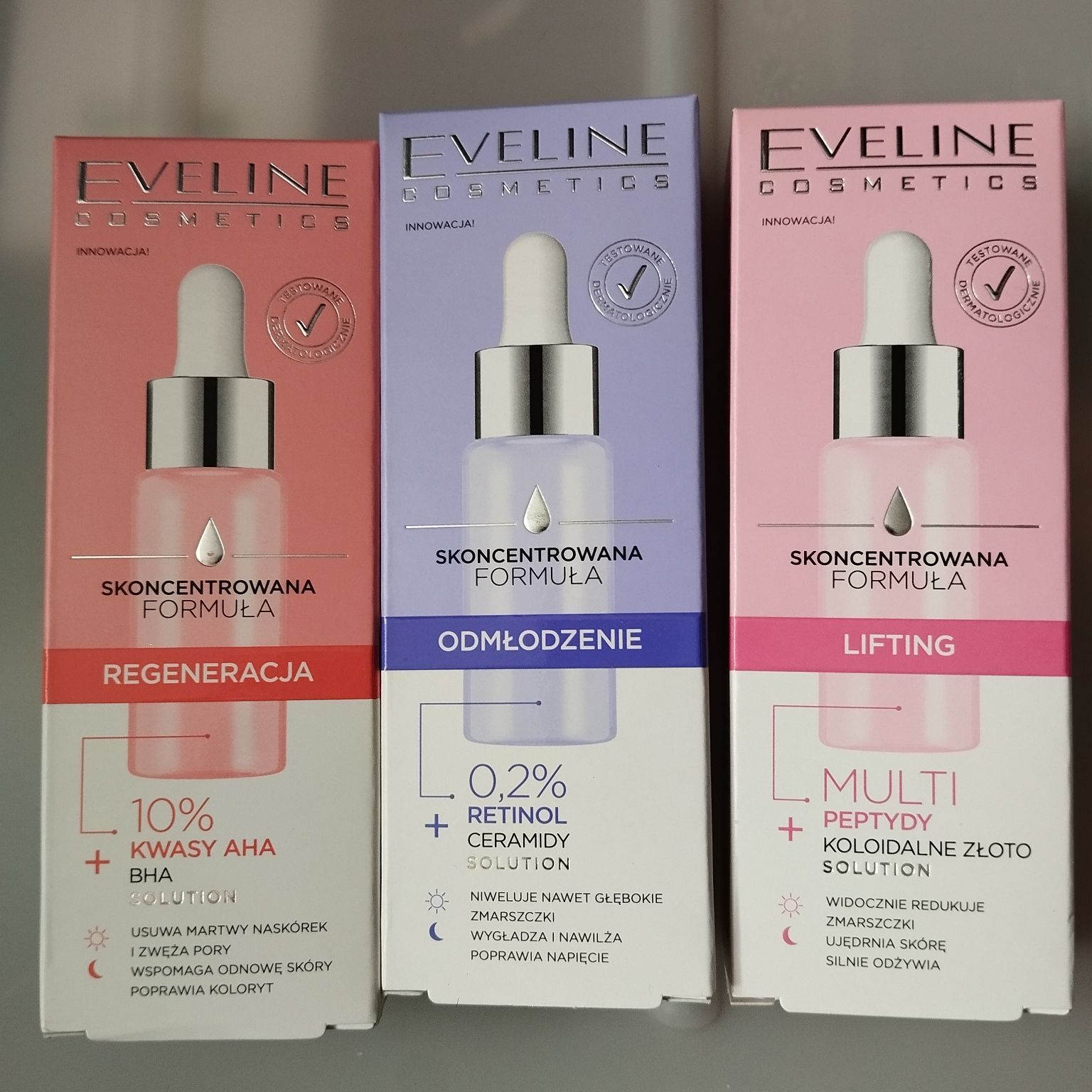 Nowe serum Eveline kwasy aha retinol ceramidy peptydy