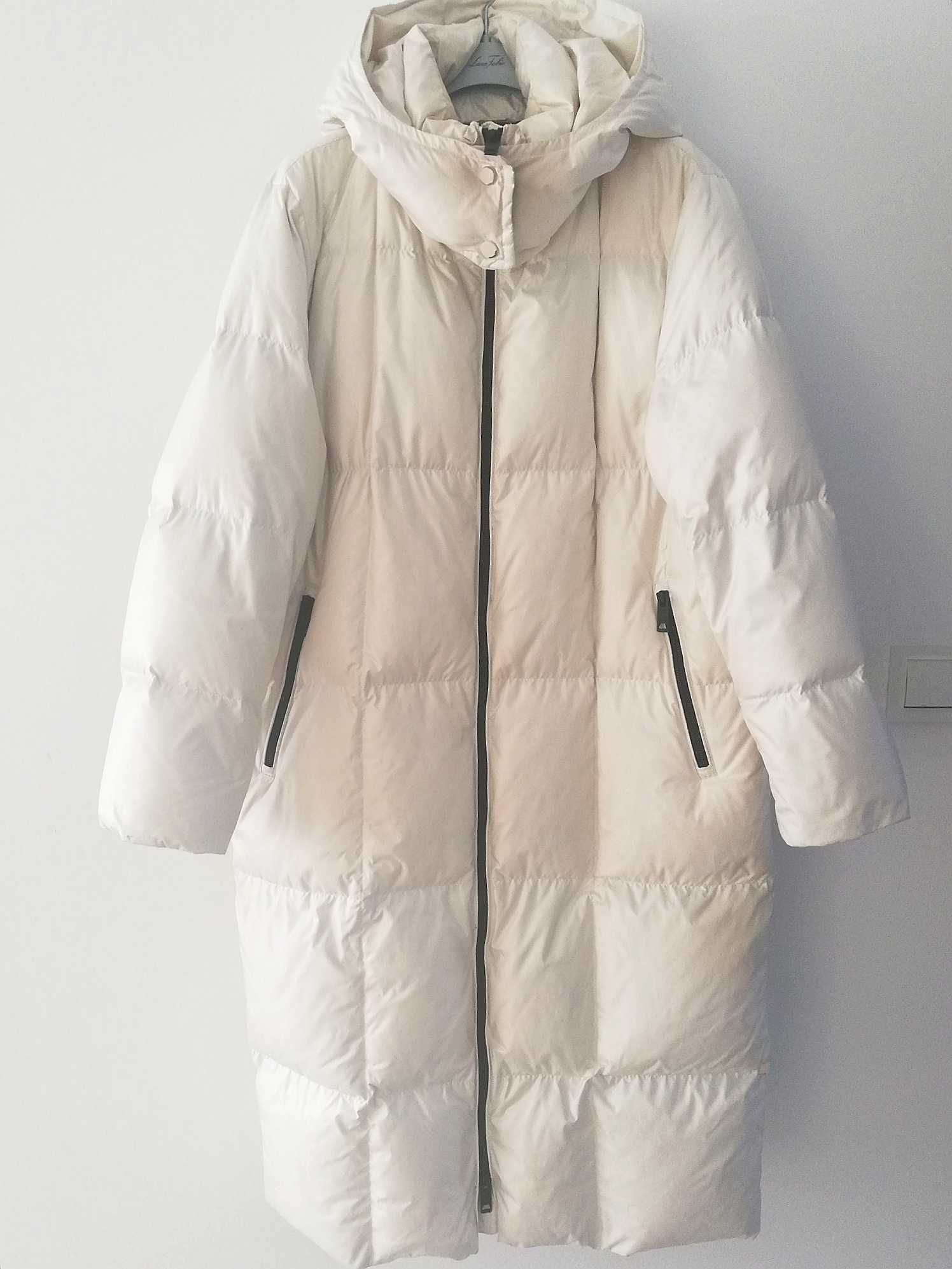 Massimo Dutti Długa kurtka puchowa Płaszcz puchowy zimowy 38M biały