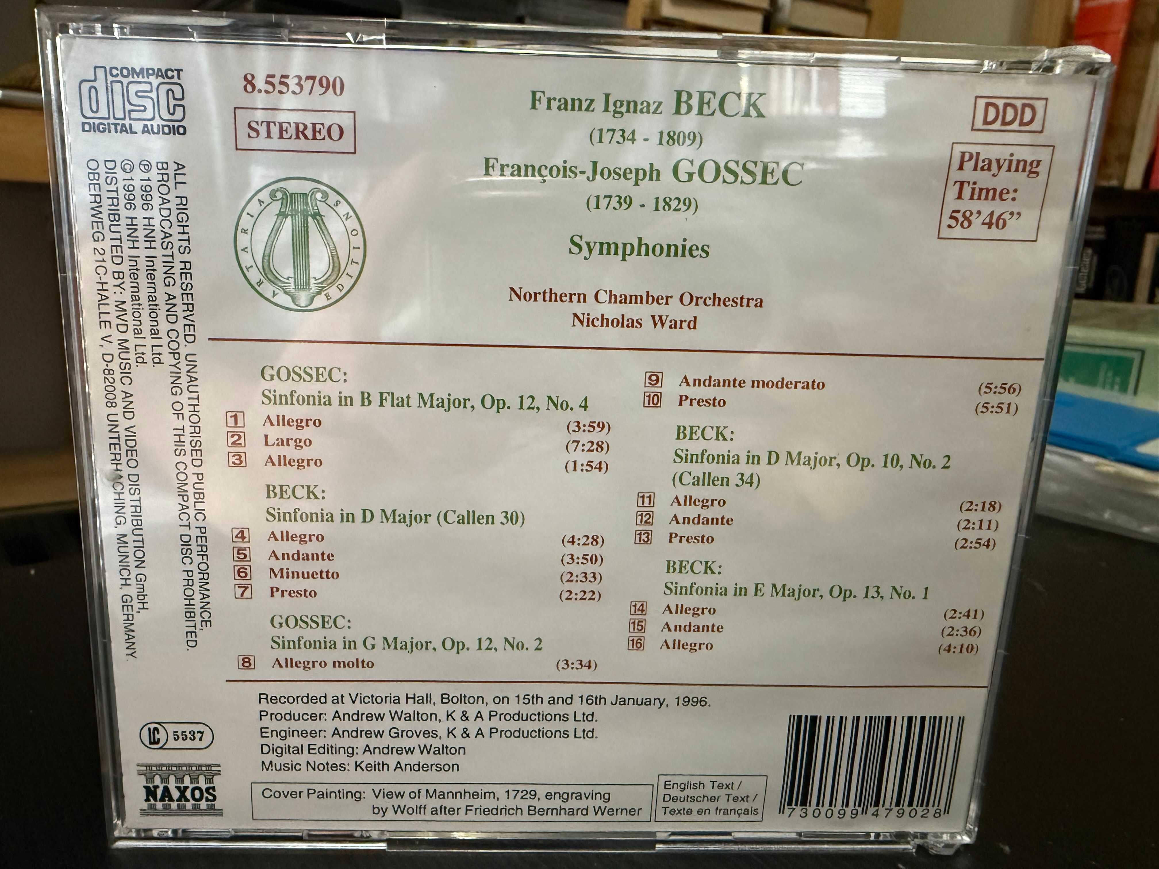 Franz Ignaz Beck, François-Joseph Gossec – Symphonies – Nicholas Ward
