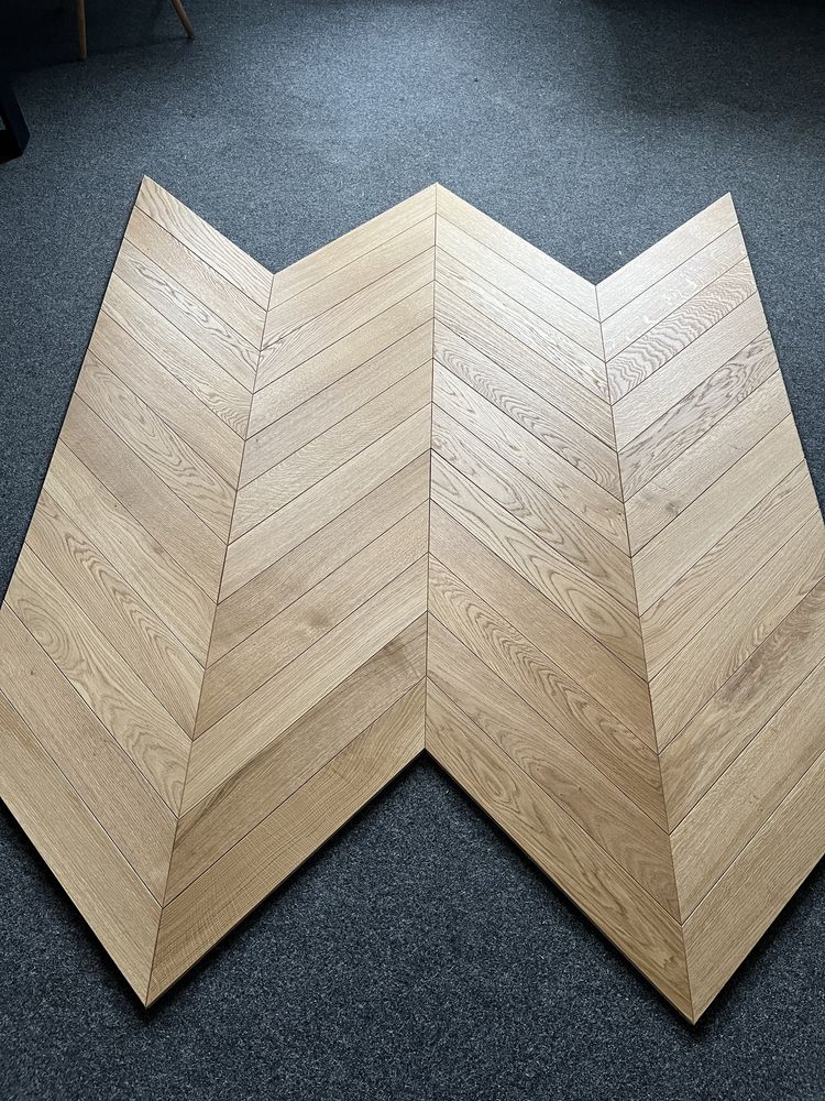 Podłoga Jodełka Francuska Dąb Natur 15x100x600mm, Olej UVx2 Naturalny