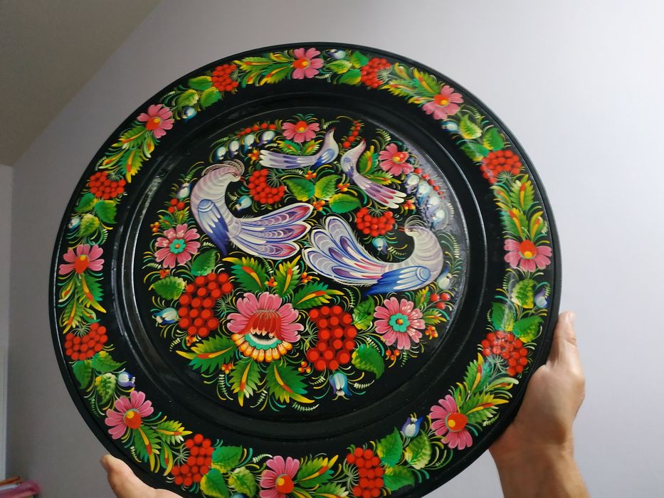 Тарілка сувенірна декоративна  Петриківський розпис велика