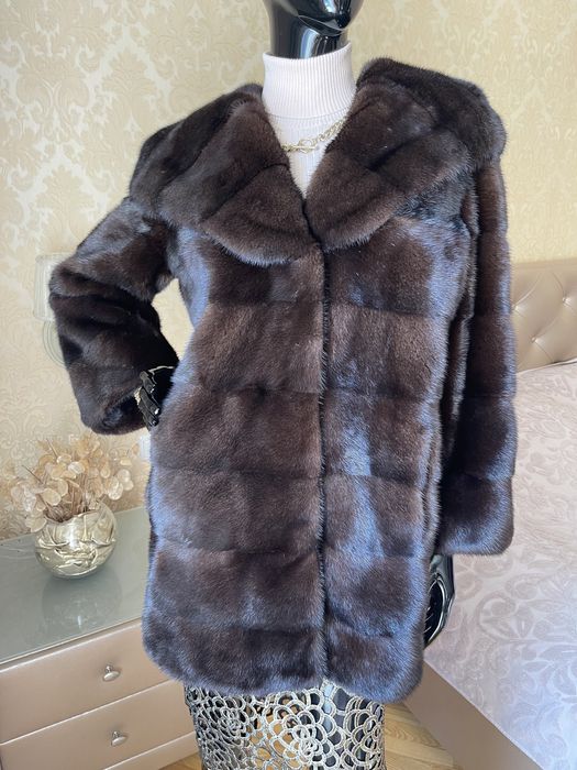 03.11 Примірки Київ! Норкова шуба 80 см з капюшоном, 42-44