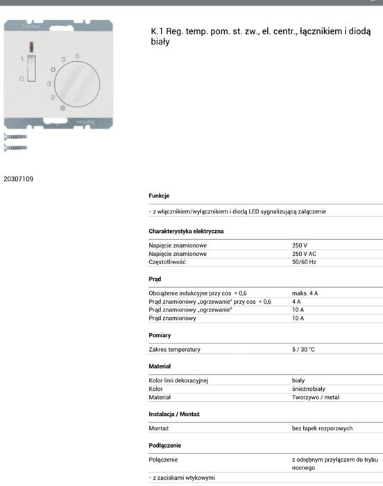 Termostat Berker 2030 Srebrny
