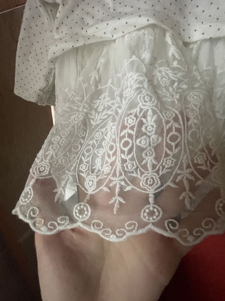 Платье на крестины с пенетками и повязкой