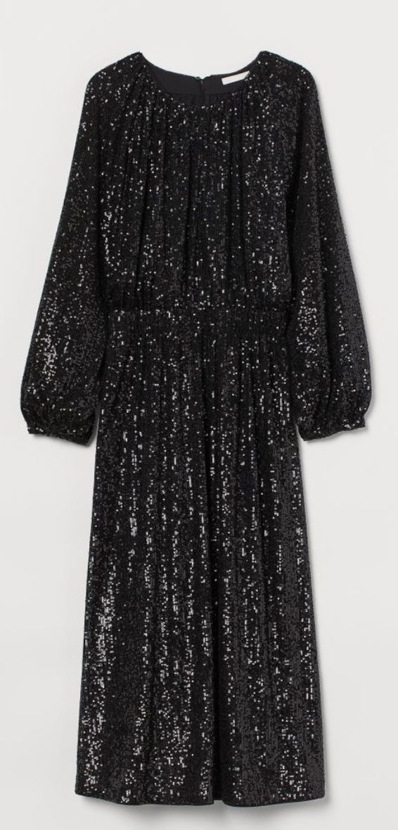Czarna sukienka cekinowa rozcięcie w pasie H&M 38/40 sylwester karnawa