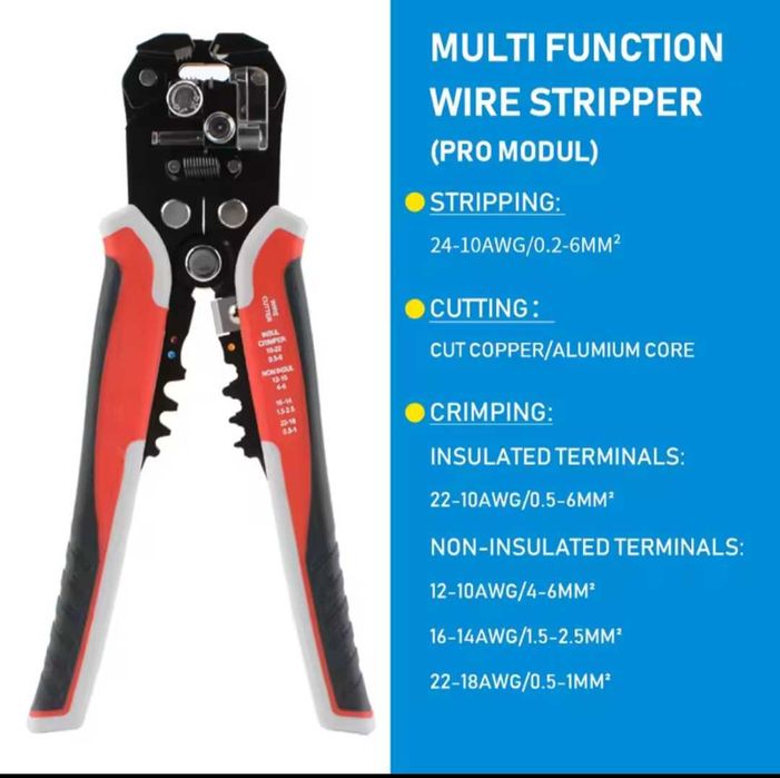 Кліщі для обтиску і Автоматичний знімач ізоляціі з дротів (Стріпер)