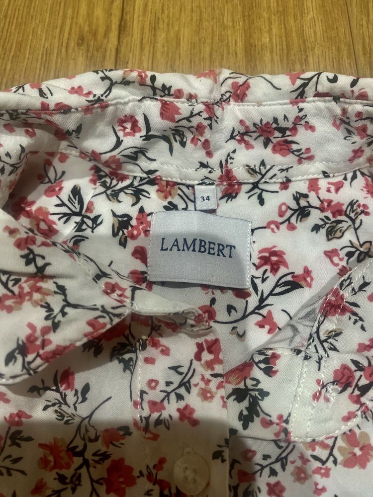 Koszula biała w różowe kwiaty Lambert - 34/XS