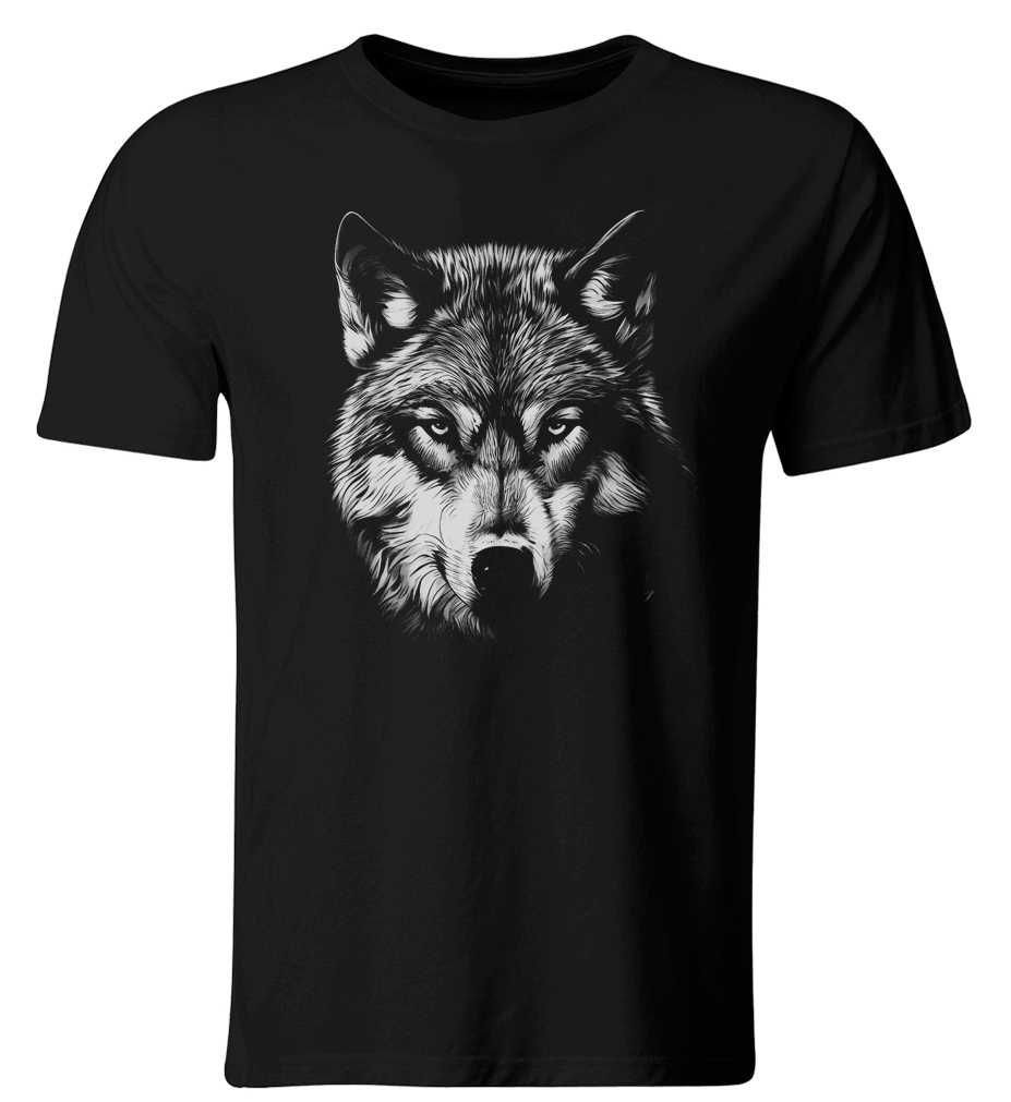 Koszulka z głową Wilka, Samotny Wilk, czarna, roz. XL