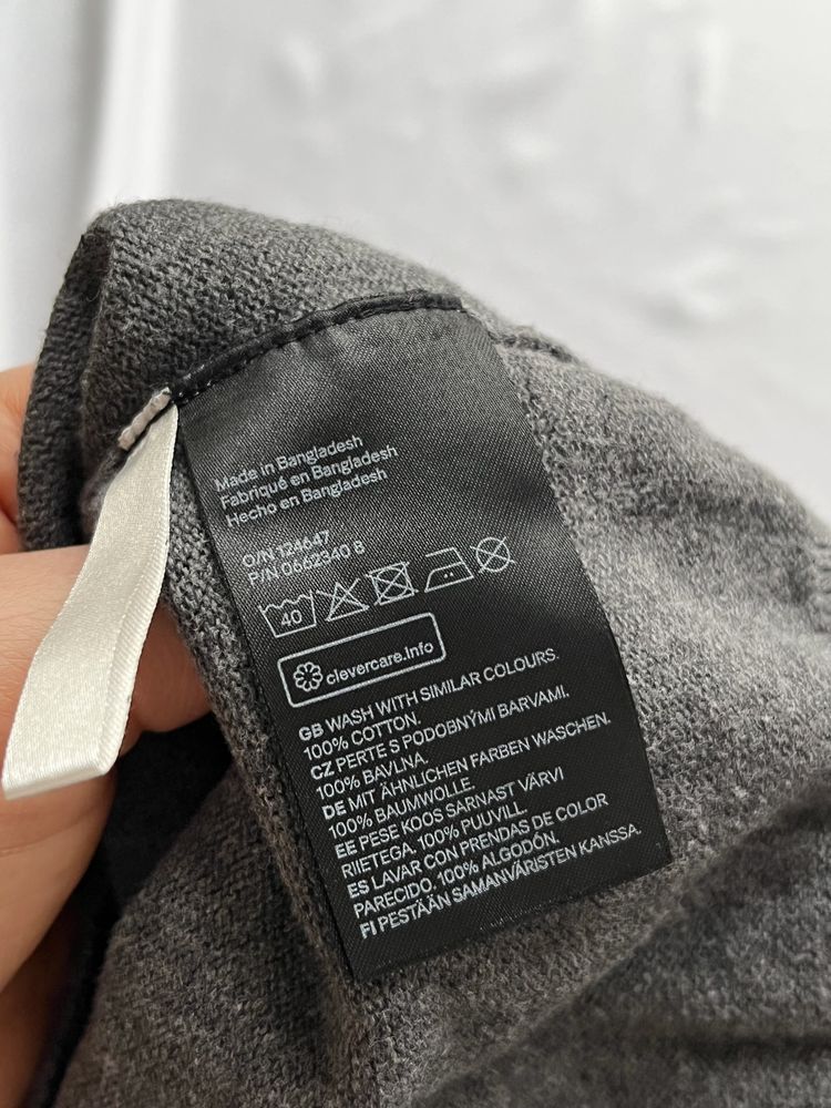 Bawełniany dzianinowy sweterek szary h&m 98/104