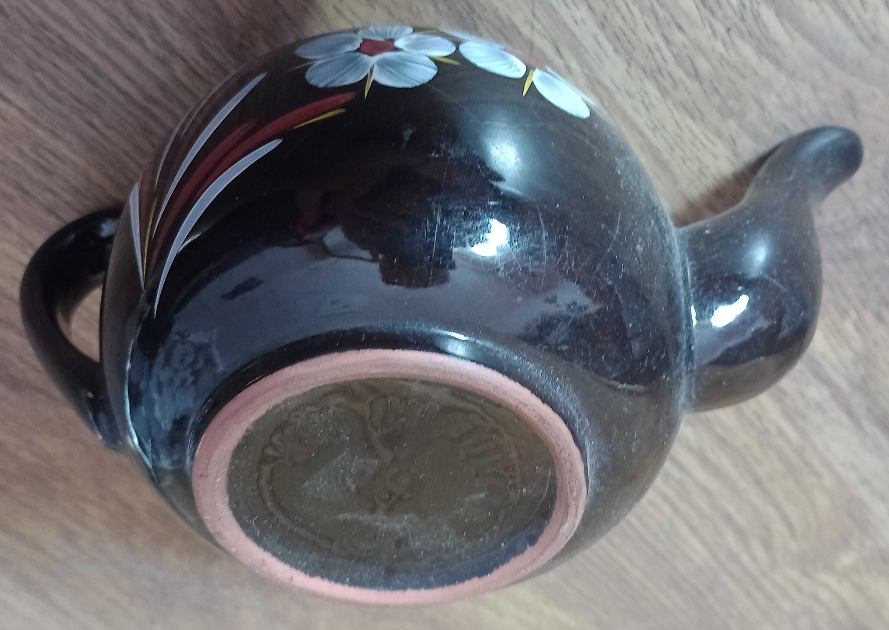 Ceramiczny czajniczek imbryk kwiatowy wzór retro 80/90