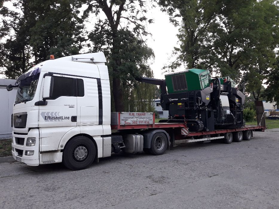 Transport kombajnów koparek maszyn niskopodwoziowy niskopodwozie