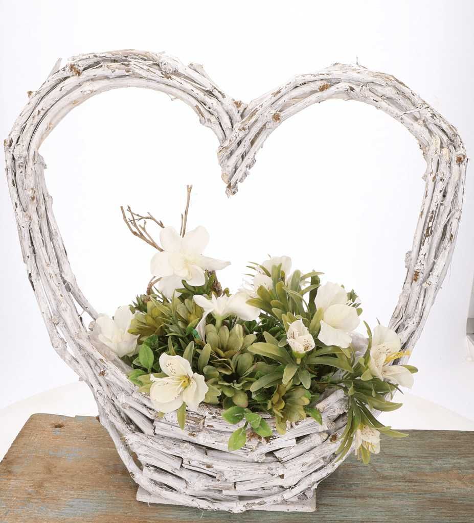Osłonka serce wiklinowe białe serce serduszko 42cm wiosenna dekoracja