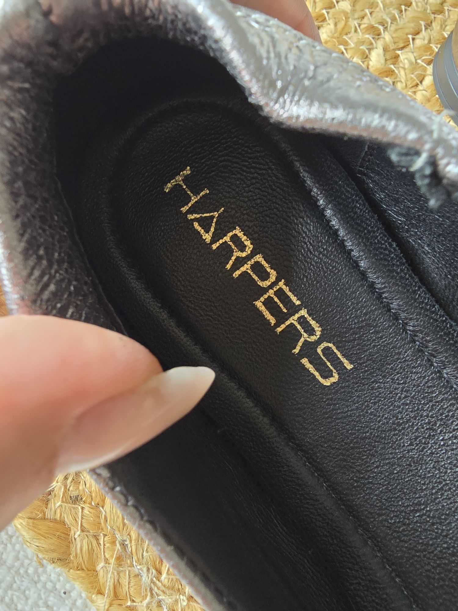 Baleriny ze skóry srebrne 39 nowe Harpers