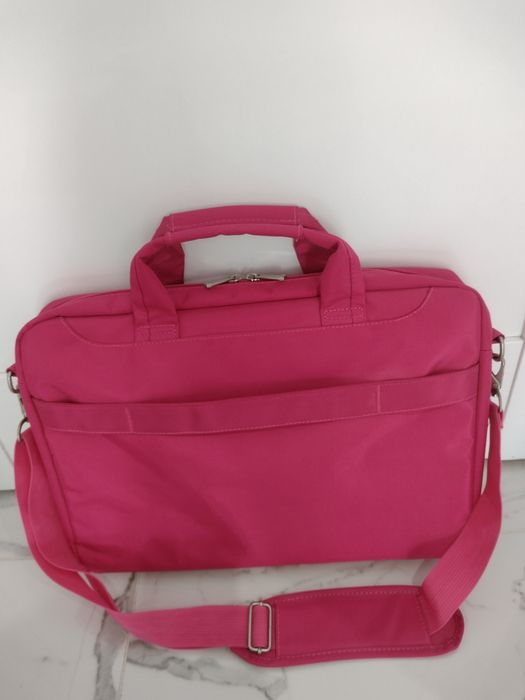 Różowa torba z paskiem na laptopa duża XXL