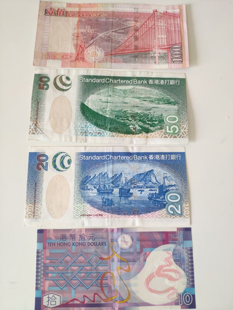 4 notas Dollars Hong Kong