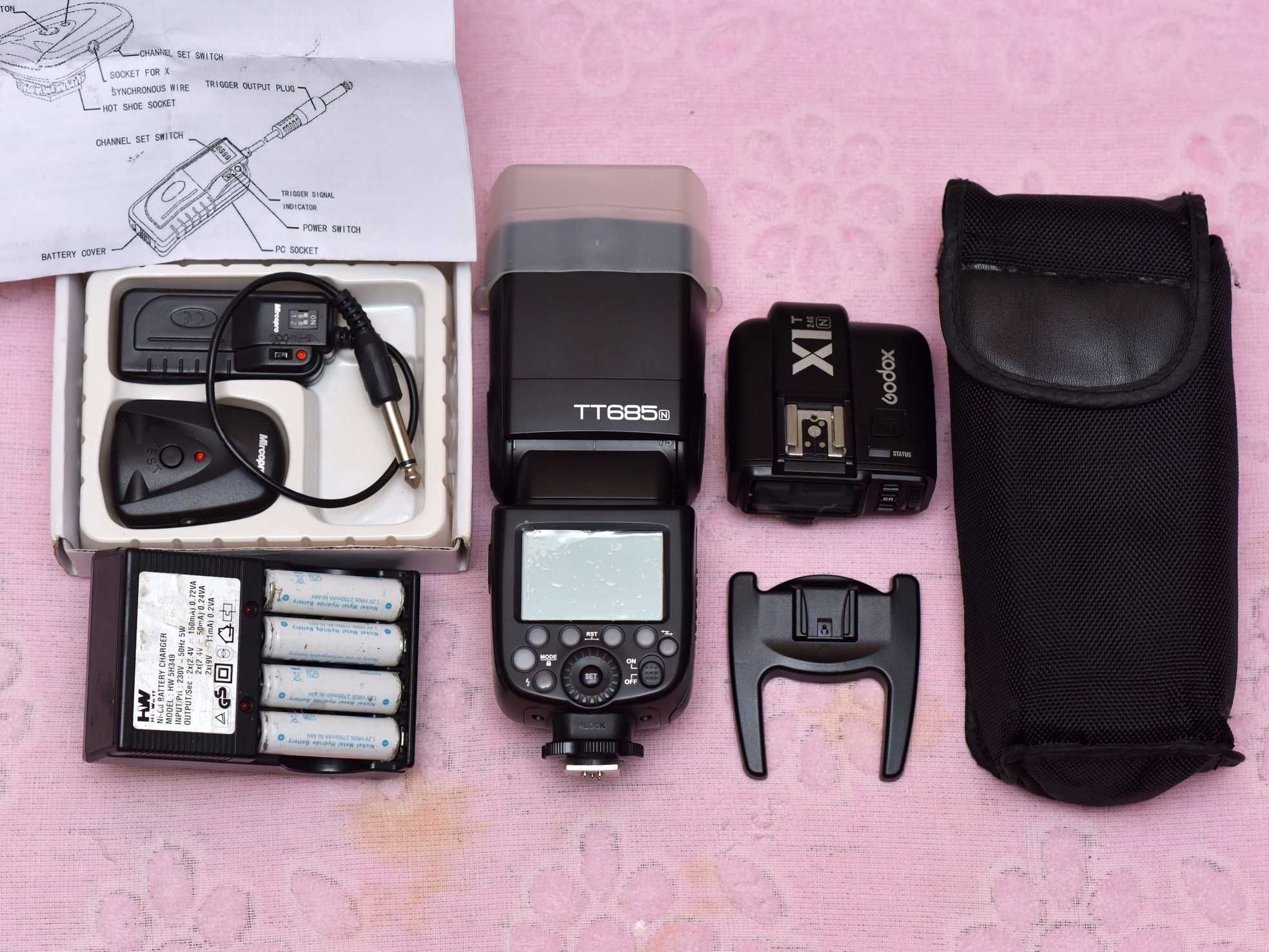 Godox TT685N для Nikon + Сінхронізатор, Зарядний пристрій + бонуси)