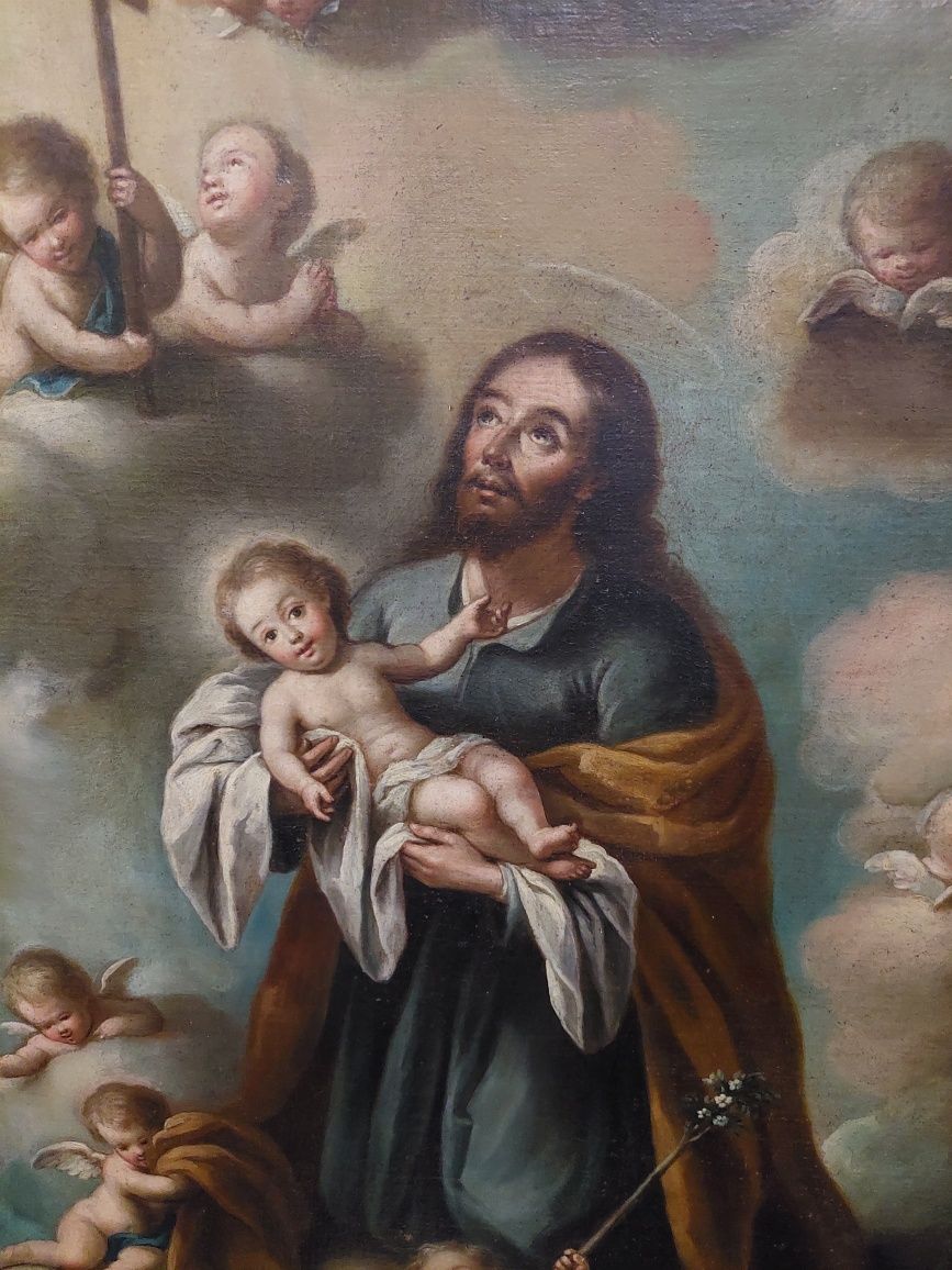 São José com Jesus - óleo sobre tela, século XVIII/XIX