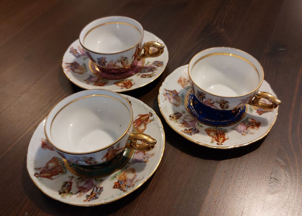 Conjunto de 3 chávenas de café JKW antigas