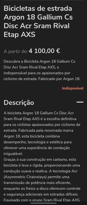 Bicicleta de estrada Argon 18 Gallium Disc