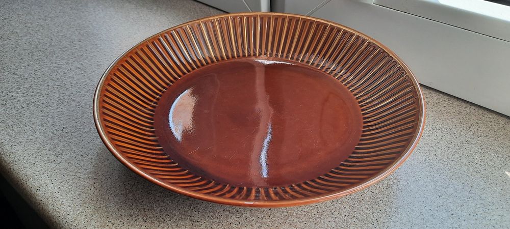 Złocony talerz głęboki Emka Pruszków PRL