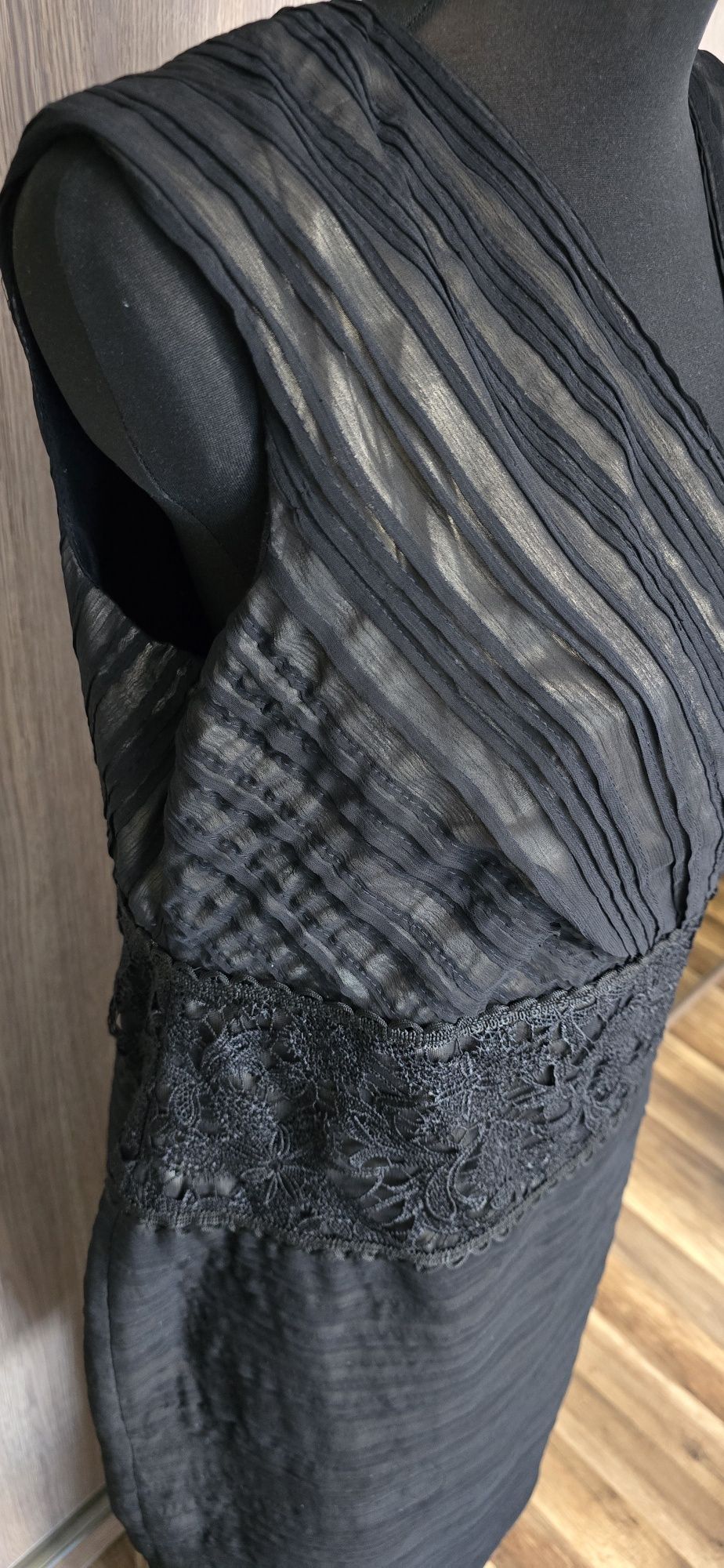 Nowa Śliczna Sukienka Czarna Z Koronką Jasną Podszewką Roz. 3XL/46/18