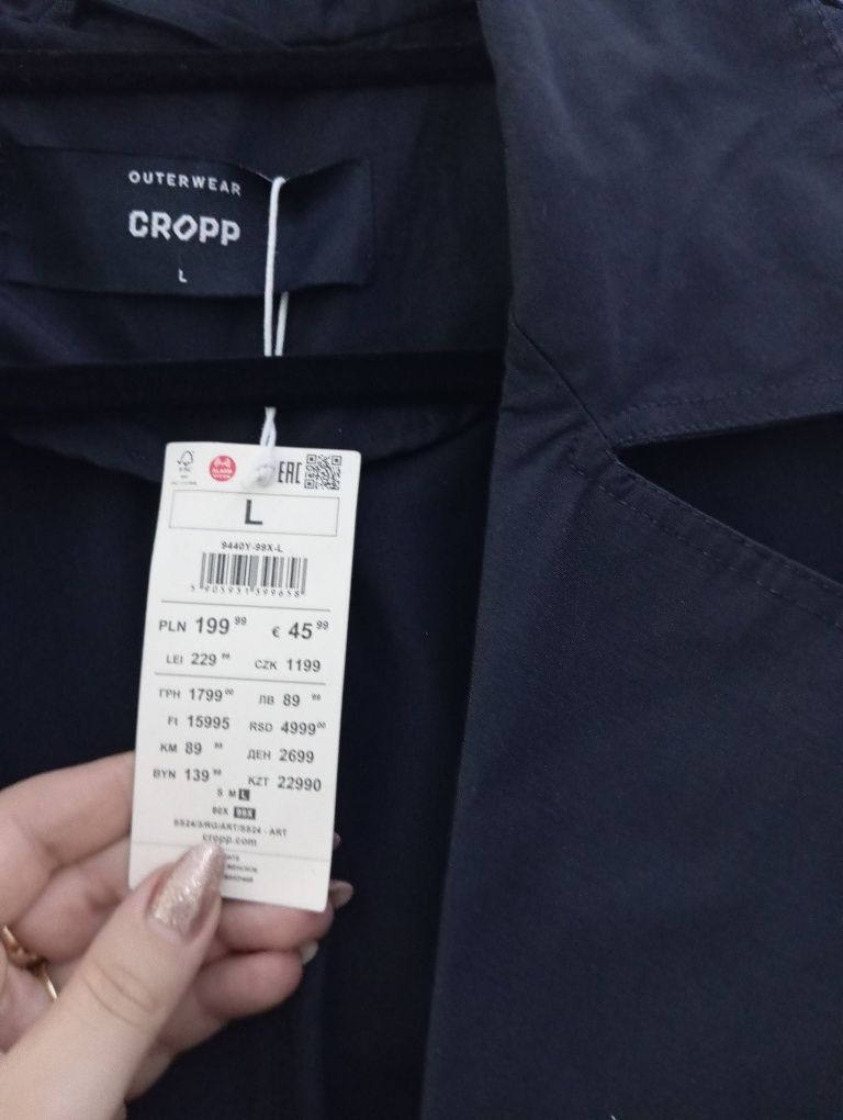 Płaszcz czarny trencz l/xl