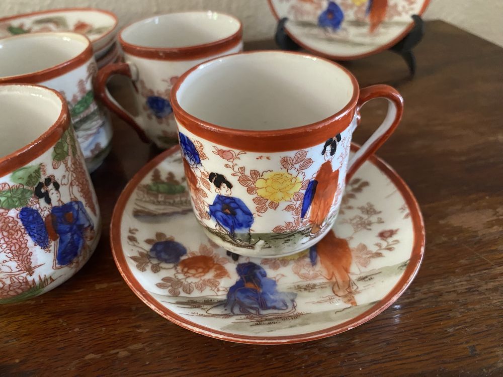 Serviço cafe porcelana oriental antigo