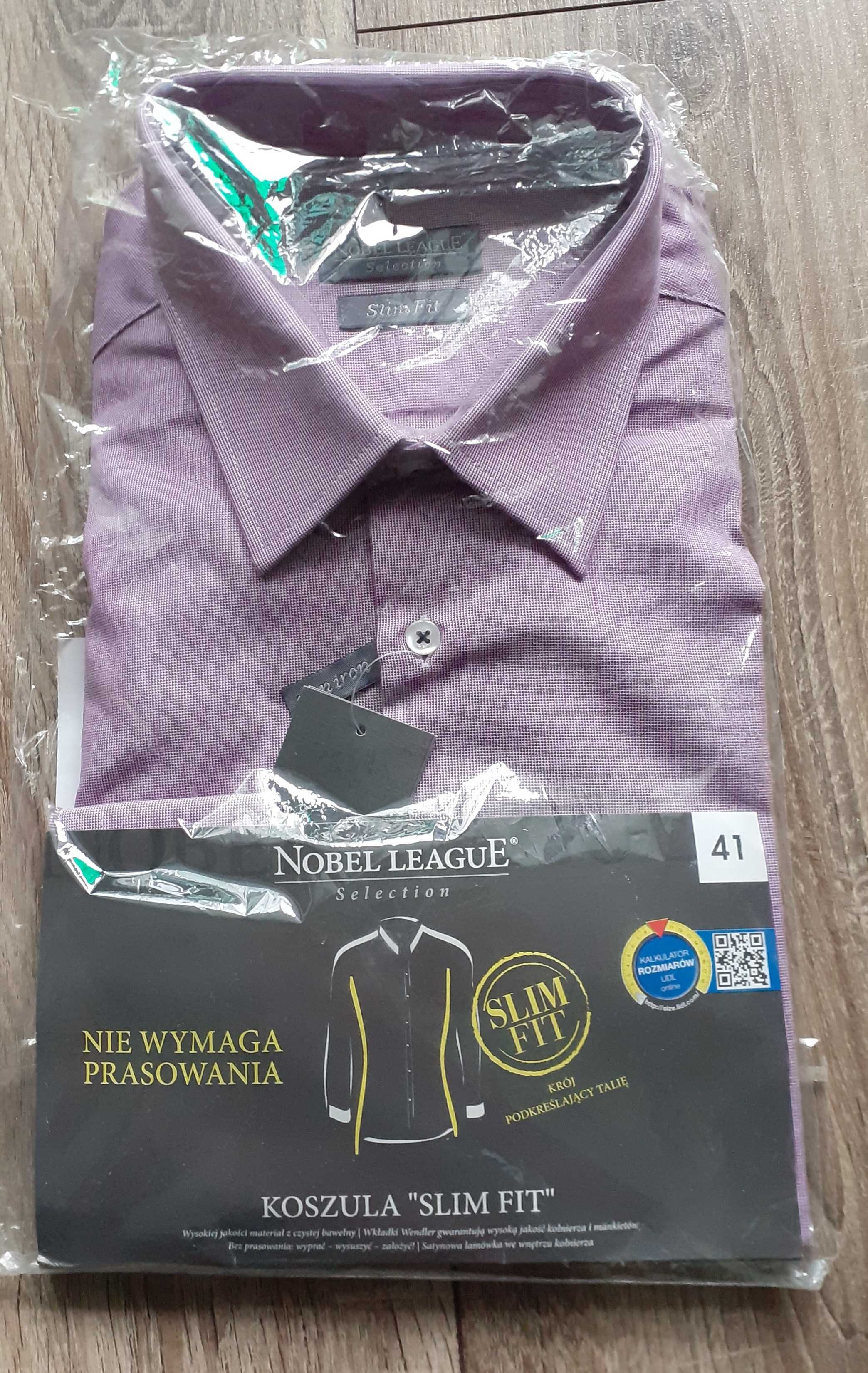 Koszula męska Noble League slim fit, rozm.41, nowa, bez prasowania