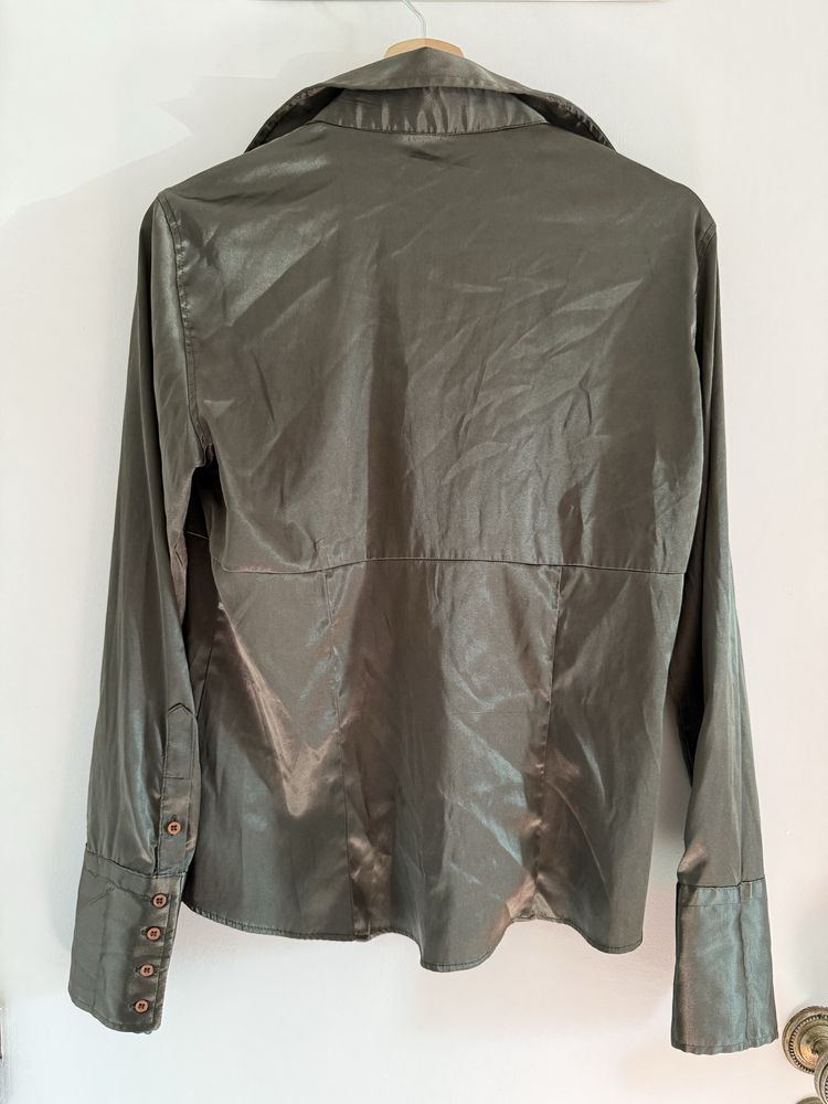 Camisa Cetim Verde ZARA BASIC XL