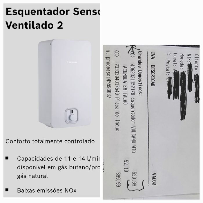 Esquentador vulcano ventilado 11L