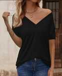 Plus size, damska bluzka 4xl z dekoltem w serek 4xl