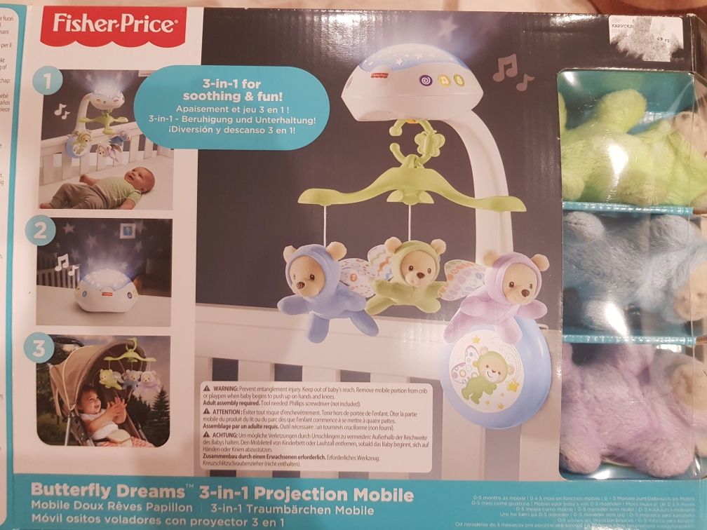 Butterfly driems 3in1 projector fisher price, мечты бабочки мобиль