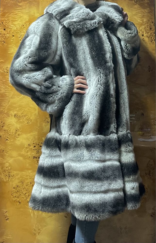 Futro   a'la"Szynszyle"Exclusive L XL kożuch  Fur coat Kailiniai Bunda