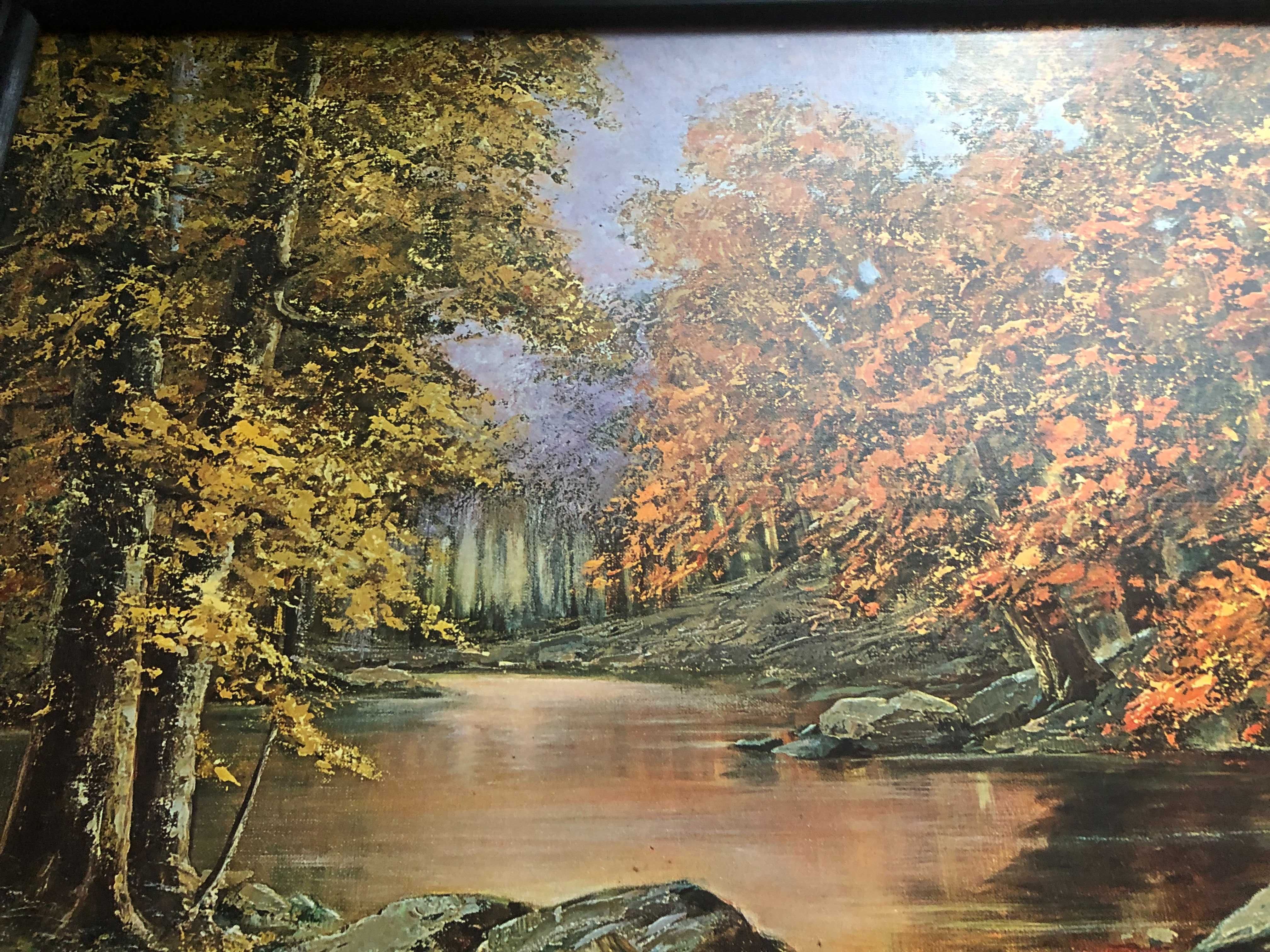 Reprodukcja obrazu "Jesienny las" w czarnej drewnianej ramie (39x49)