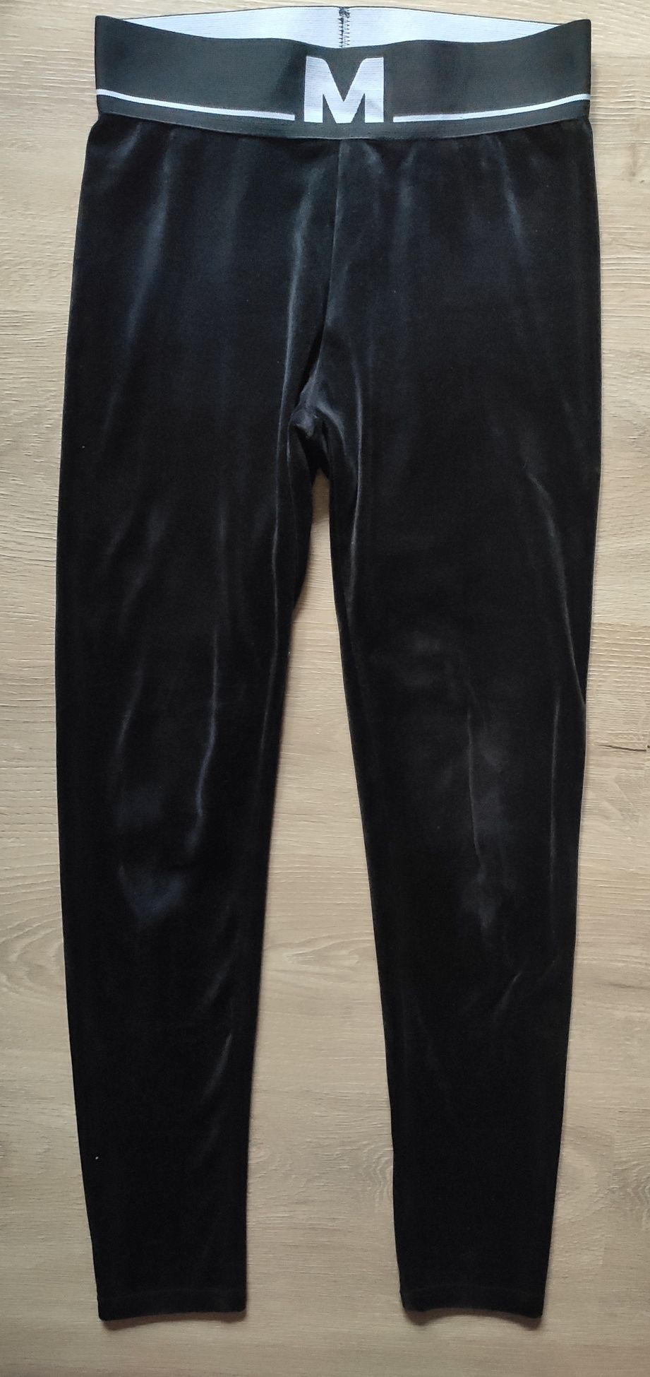 Czarne spodnie legginsy welurowe L/XL