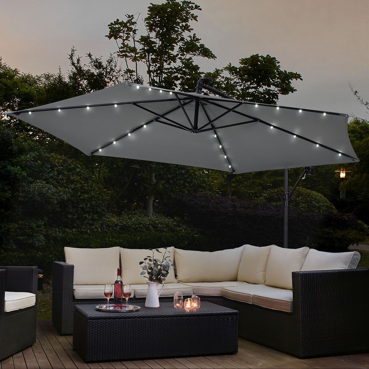 Parasol wspornikowy LED Brazylia 3,5m ciemnoszary