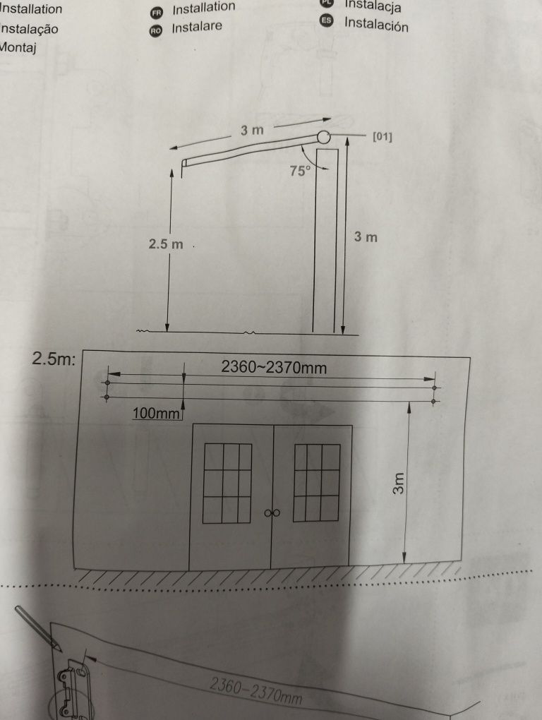 Toldo manual castanho Novo