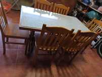 Conjunto de mesa (tampo granito) e 6 cadeiras