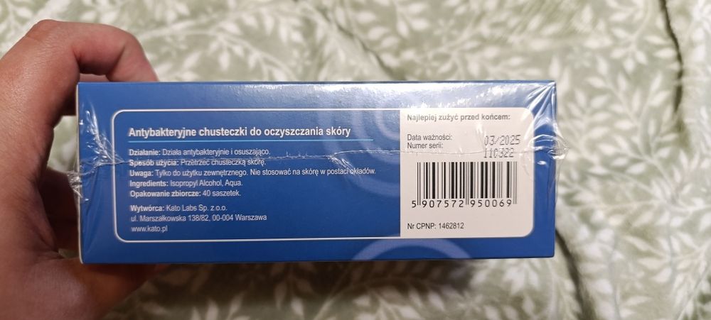 Antybakteryjne chusteczki pojedynczo pakowane 2x40szt.