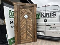 Drzwi zewnętrzne drewniane OD RĘKI szczotkowane olejowane jodełka