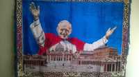 DUŻY KILIM MAKATA GOBELIN z papieżem  Janem Pawłem II