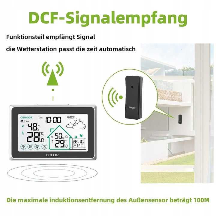Stacja Pogodowa Baldr  alarm plus dodatkowy czujnik, ekran 5.43 cala