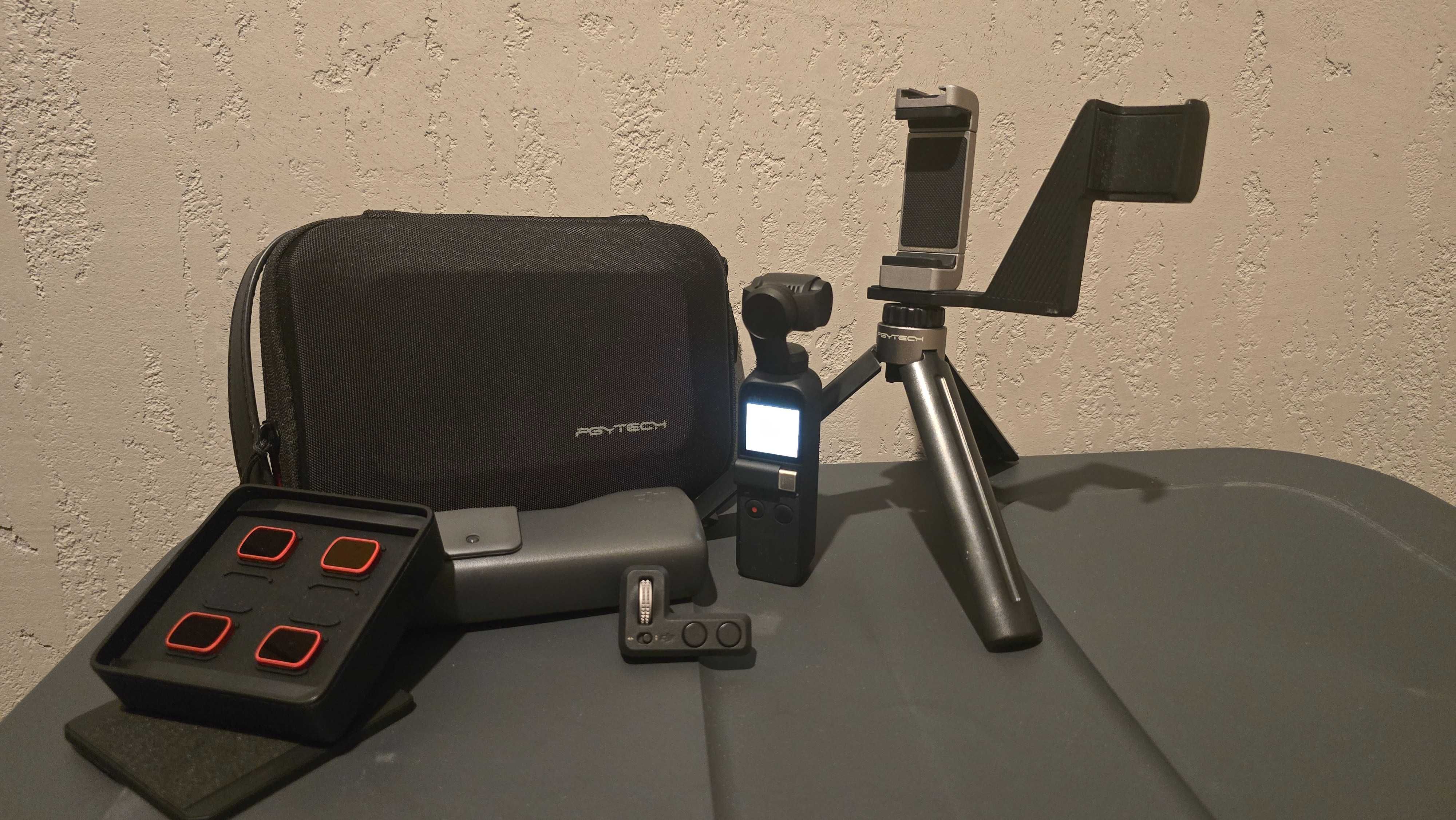 DJI Osmo Pocket + kółko sterujące, etui, statyw, 4 filtry nd / Pgytech