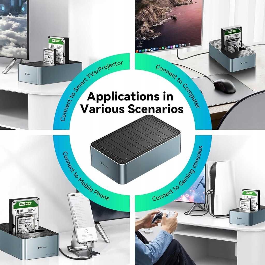 Yottamaster 5 Bay Offline Klonowanie dysków twardych Alumi do 2,5"/3,5