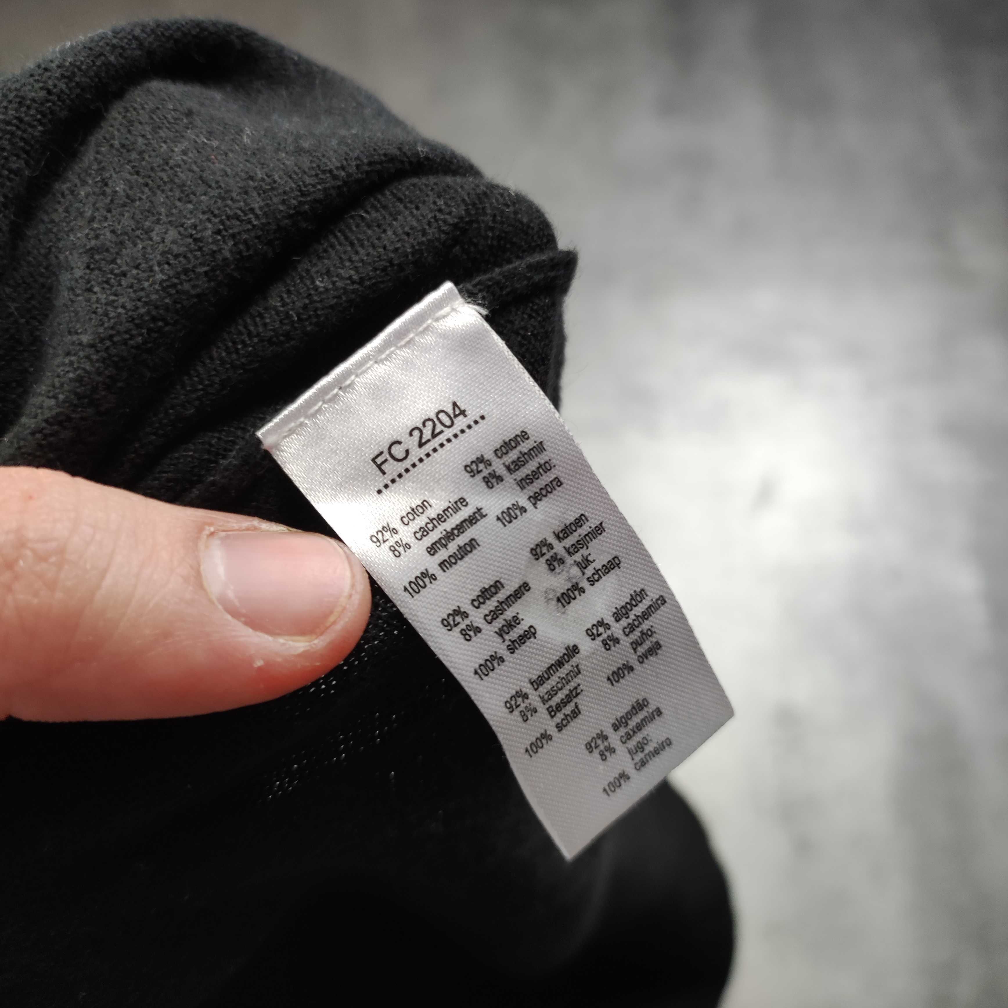 MĘSKI Elegancki Sweter PREMIUM Dodat Kaszmir Lacoste Czarny Haft